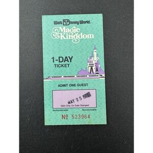 Walt Disney World Magic Kingdom One Day Ticket 1986. Adult